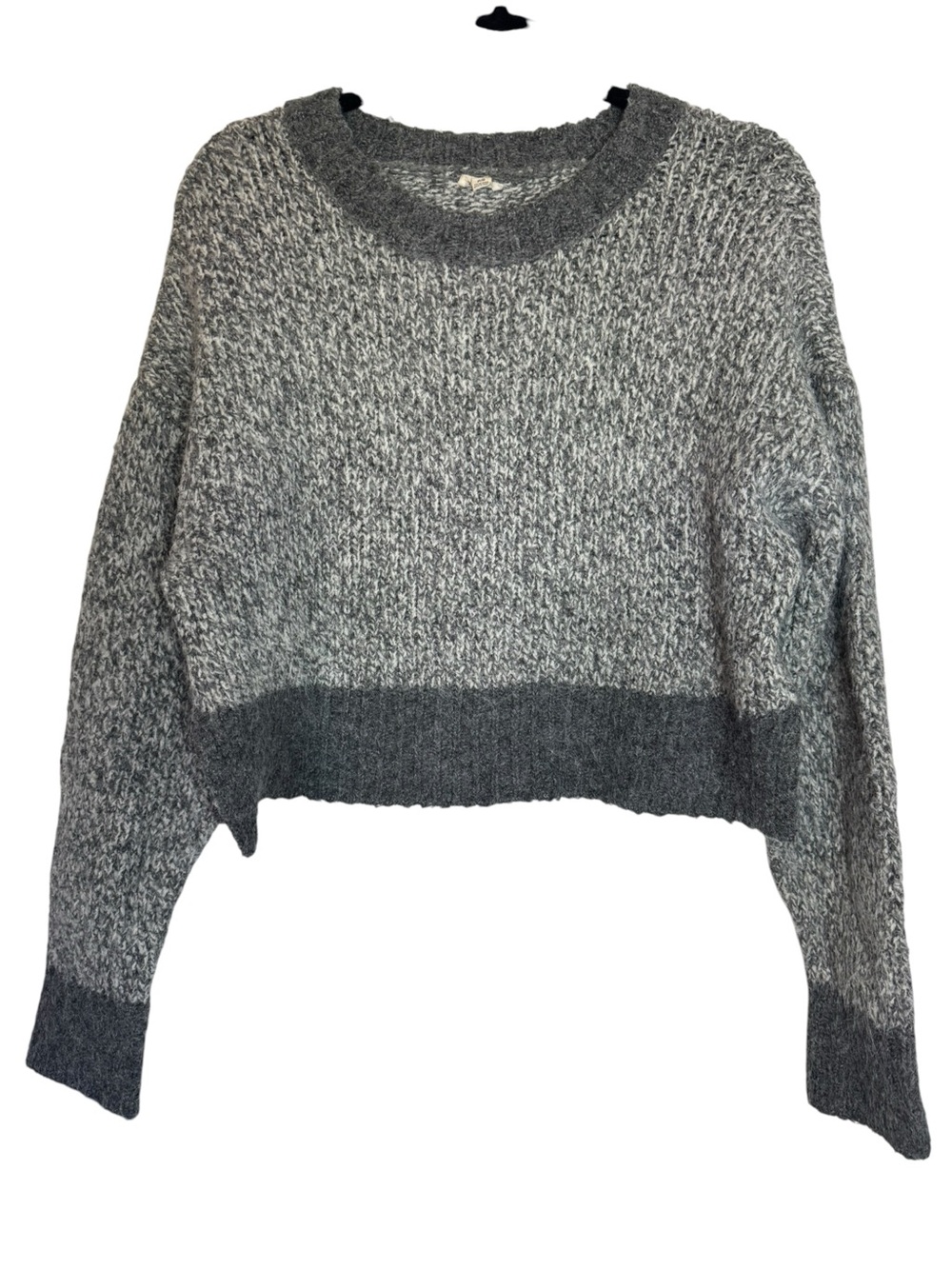 Garage Geneva Gray & White Marled Cropped Small Petite Sweater